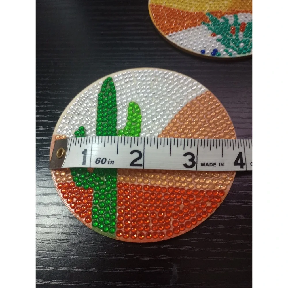 Handmade Diamond Art Desert Landscape Coaster Set of 8 with Cork Backing &...‎